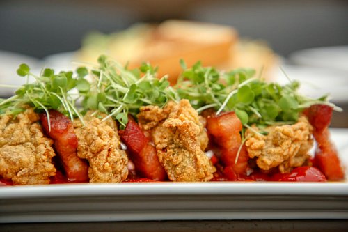 Gris-Gris signature dishes Oyster BLTFried OystersChicken & Andouille Gumbo